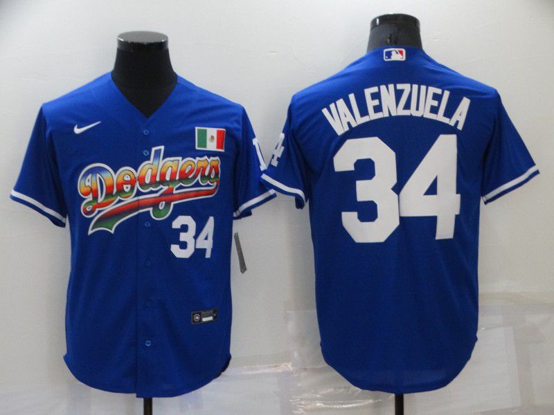 Men Los Angeles Dodgers #34 Valenzuela Blue Game Nike 2022 MLB Jersey->los angeles dodgers->MLB Jersey